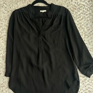 Pleione Black Casual Button-Down Shirt